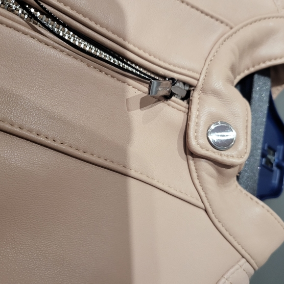 Cole Haan Moto Jacket in Blush Pink - snap neck button - Picture 8 of 10